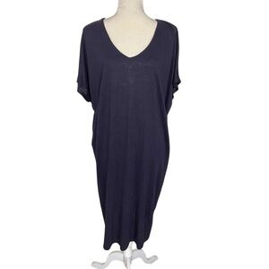 Eileen Fisher Organic Linen Dress Tunic Women’s Size L Blue  V-neck Lagenlook